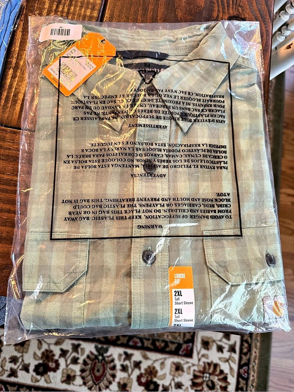 Carhartt Loose Fit Midweight Short-Sleeve Plaid Shirt Green 2XL Tall